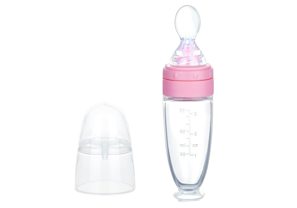 Botella para bebe con cuchara